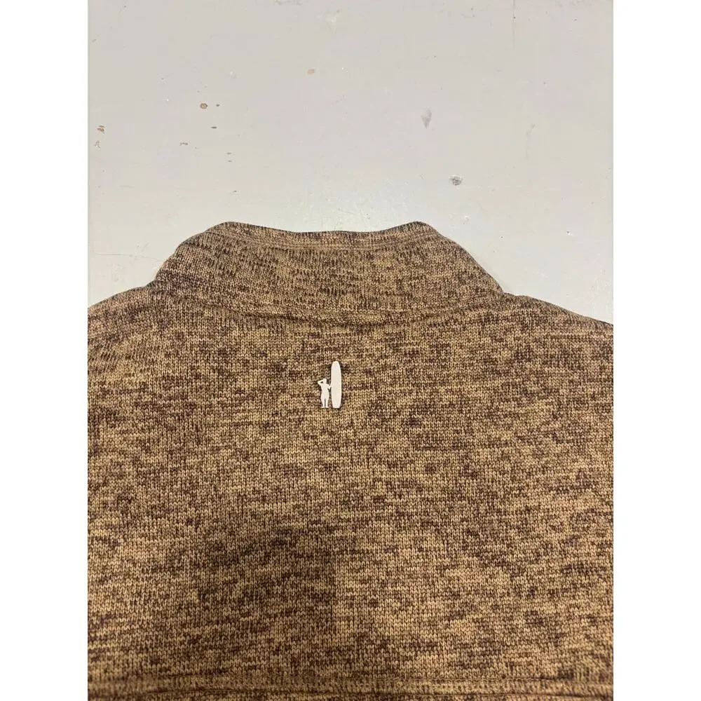 New johnnie-O Men's XL Sully 1/4 Zip Fleece Vest Brown Heather Performance GOLF